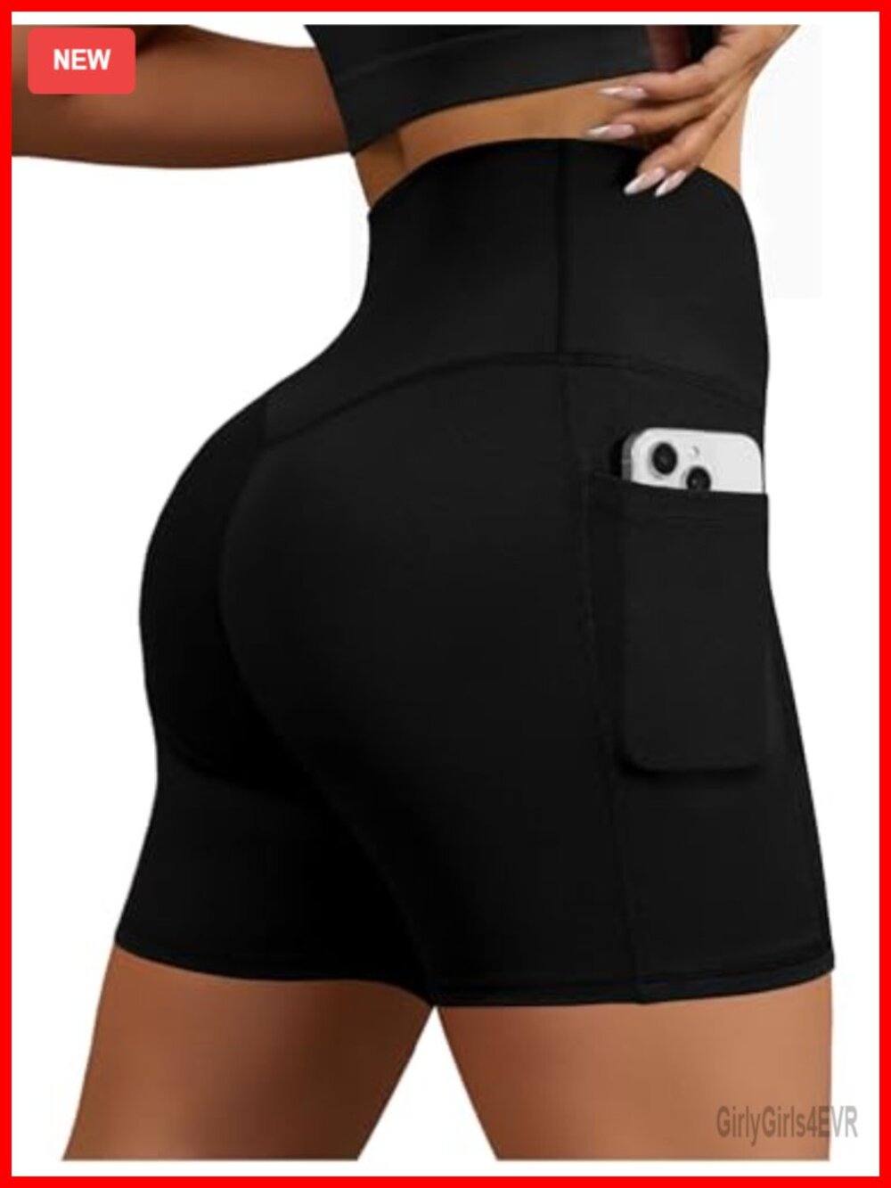 High Waisted Biker Shorts Tummy Control Yoga Gym Running with Pockets